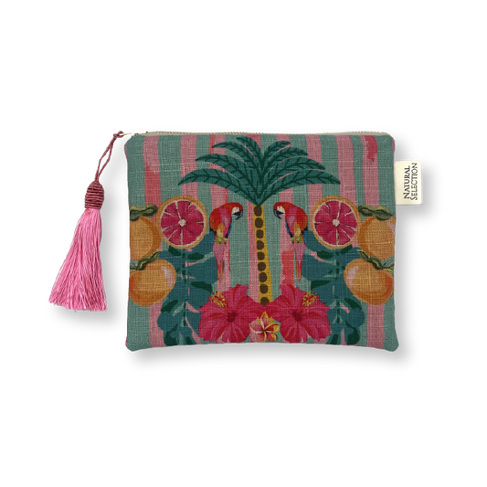 Frangipani Parrot Makeup Bag