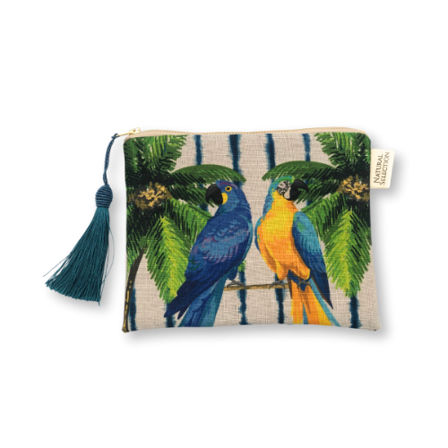 Sapphire Stream Parrots Makeup Bag