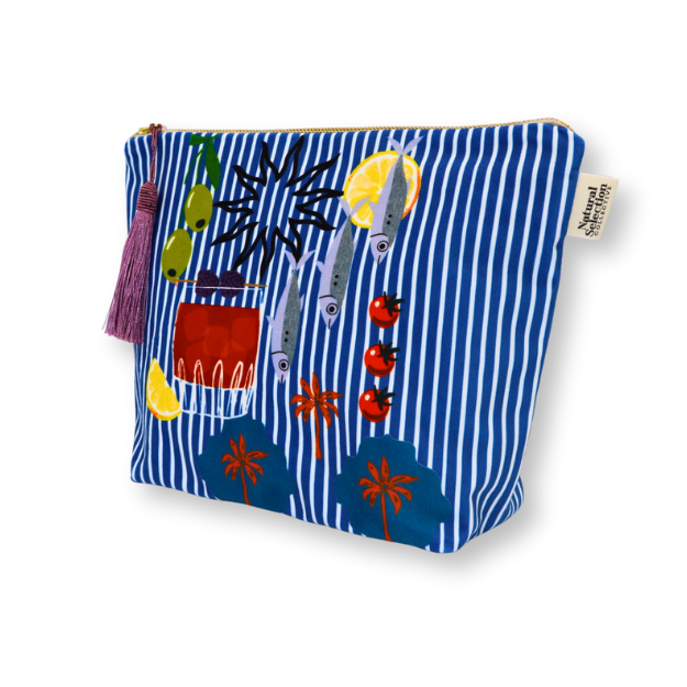 Tropea Stripe Velvet Make-Up Bag