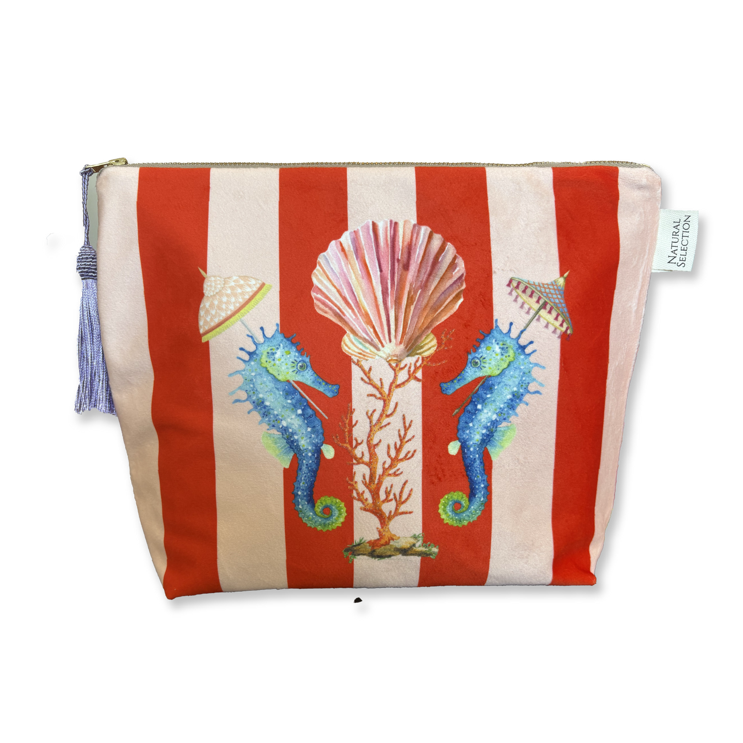 Clifton Seahorse Velvet Makeup Bag