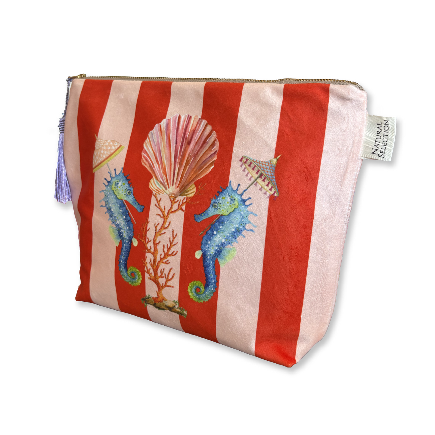 Clifton Seahorse Velvet Makeup Bag