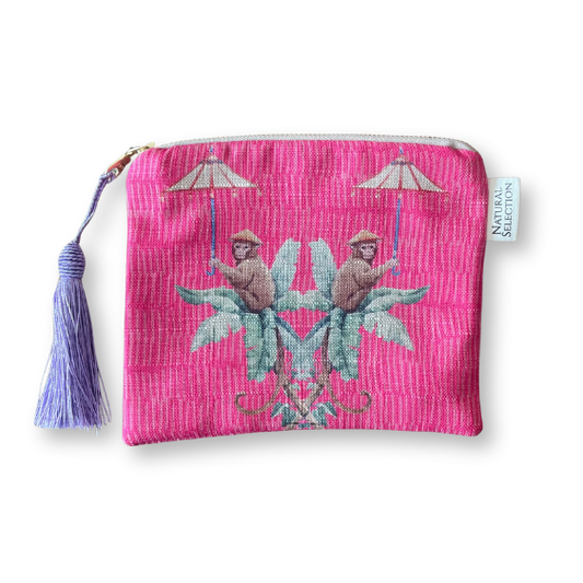 Amaranth Monkeys Make-up Bag