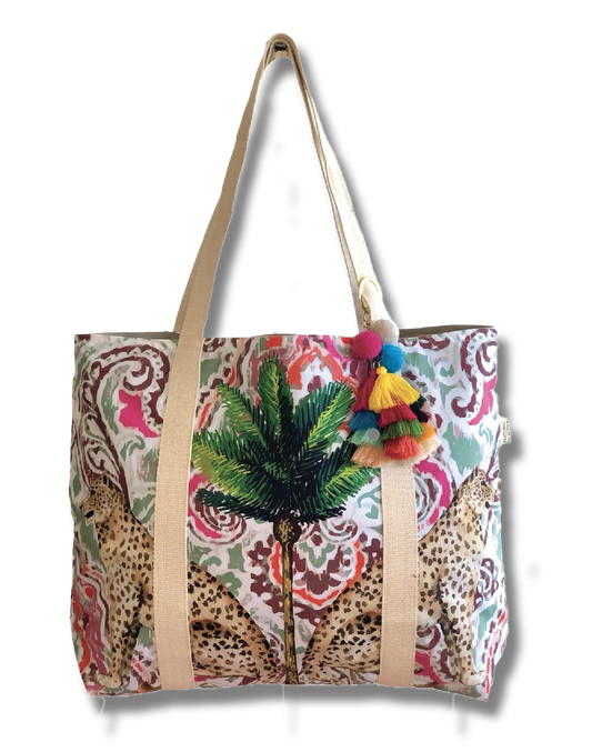 Dandelion Leopards Beach Bag