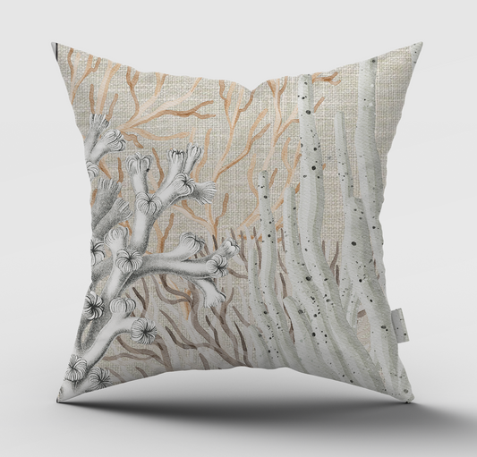 Mono Coral Natural Cushion Cover