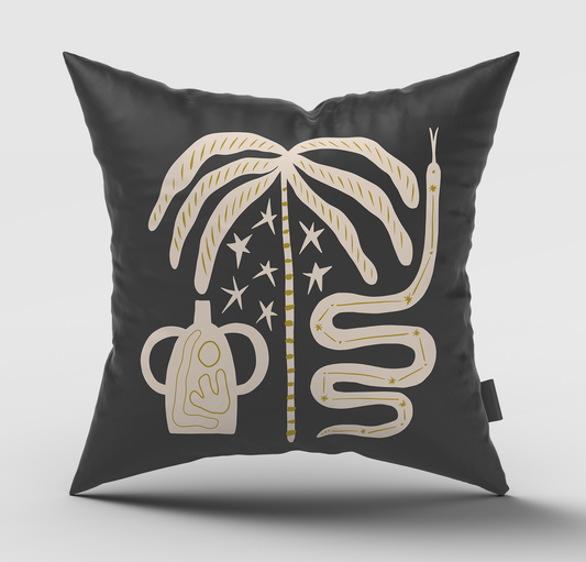 The Serpent Charcoal Cushion Cover