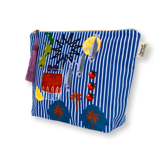 Tropea Stripe Velvet Make-Up Bag