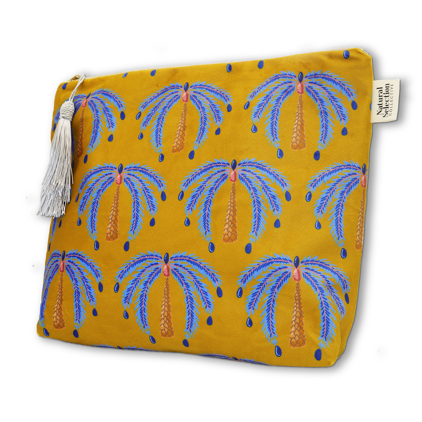 Ochre Palms Velvet Makeup Bag
